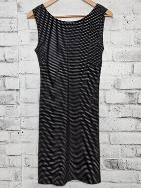 Jessica Petite Black White Polka Dot Sleeveless Midi Dress Size 14